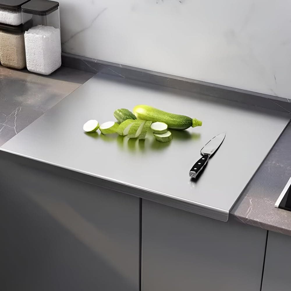 Stainless Steel Cutting Board for Kitchen Counter 304 Stainless Steel Cutting Plate 15.8 X 13.8 Inch Lipped Stainless Steel Cutting Board for Cutting Vegetables, Fruits, Meat,Bread