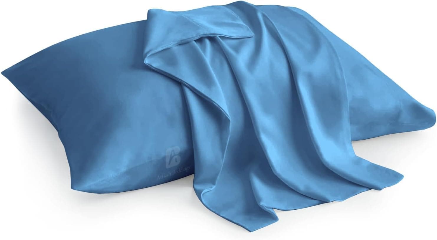 Atiksh Beddings Toddler Pillow Case 100% Egyptian Cotton Kids Pillow Case with Envelope Closure Set of 2 Soft Travel Pillow Cover of 500 Thread Count (Medium Blue, 12x16 inches)
