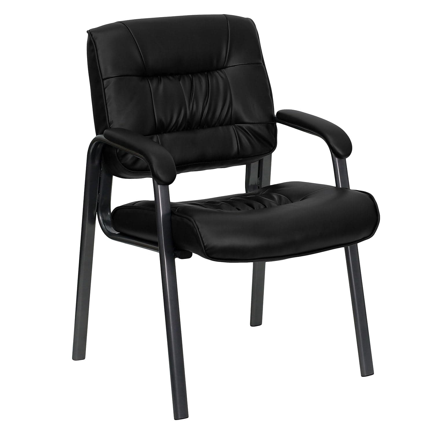 Flash Furniture BT-1404-BKGY-GG Black Leather Executive Side Chair with Titanium Frame Finish