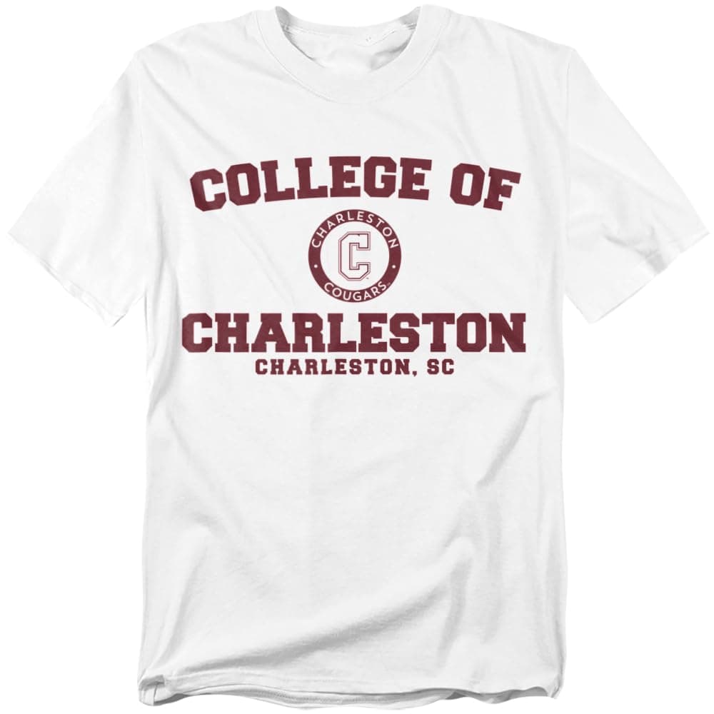 College of Charleston Official Circle Logo Unisex Adult T-Shirt, White, 2X-Large