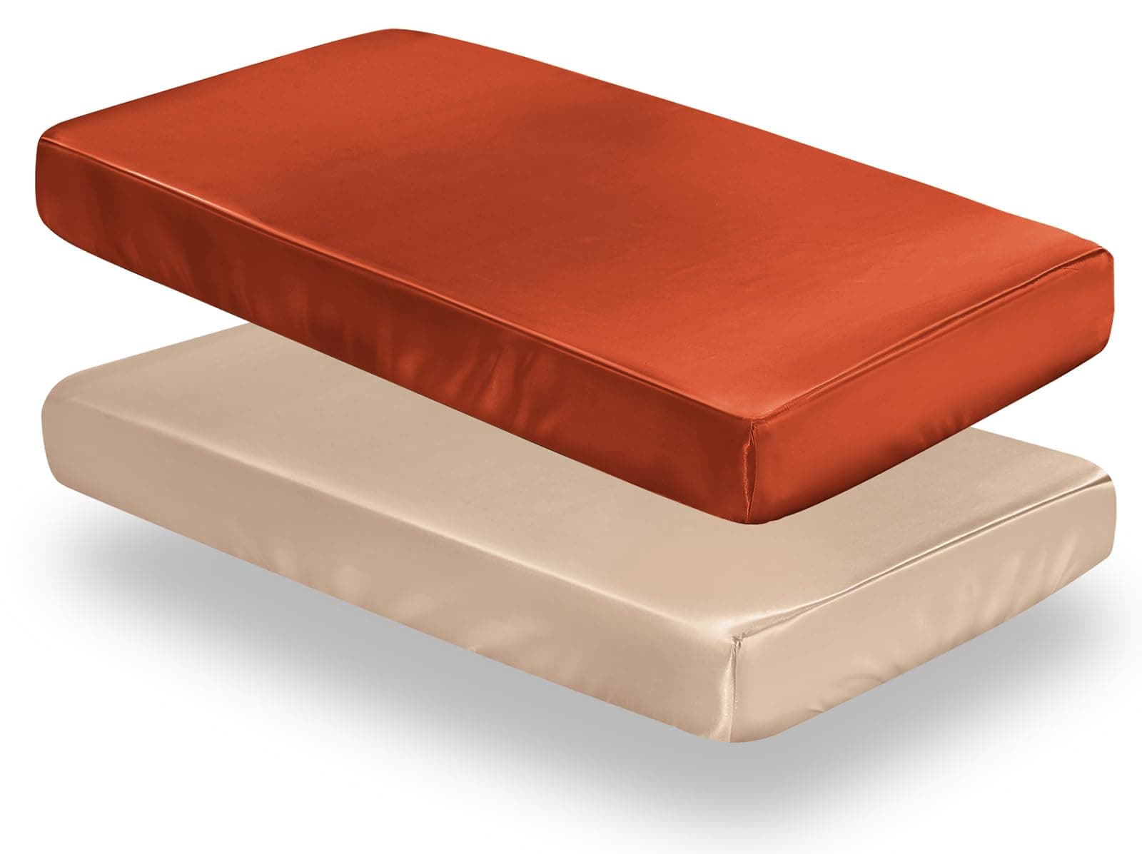 SiinvdaBZX 2 Pcs Satin Crib Sheets for Baby Hair, Rust Orange & Beige