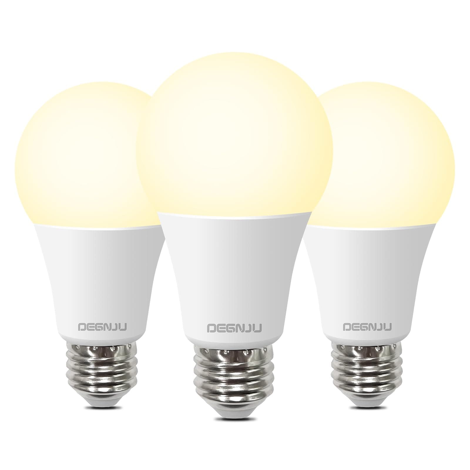 DEGNJU Light Bulbs,100 Watt Light Bulb Eqv, Warm Light Bulbs LED 1500LM, Soft White Light Bulb E26, 13W Bright Standard Appliance Light Bulb, 15000H, Non-Dimmable, White Light Bulbs for Rooms, 3 Pack