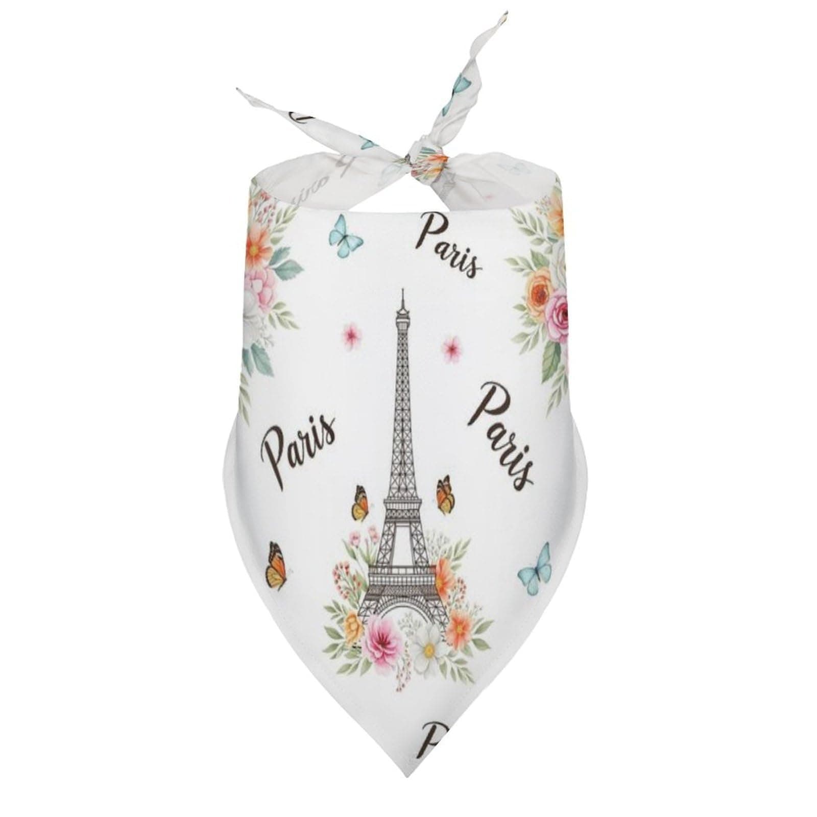 Aiyoolee Funny Pet Scarf Dog Bandanas Accessory Costume for Celebration, Compatible with Orange Paris Abstract Eiffel Tower Flowers Pattern