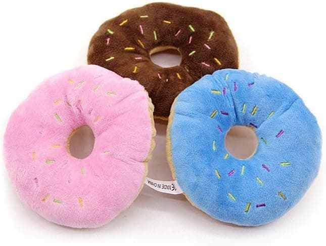 3Pcs Colorful Pet Toy Donut-Shape Squeaky Squeaker Puppy Dog Pet Cat Kitten Sound Chews Toy, Sturdy and Practical Simple and Sophisticated Design, Dog Squeak Toys