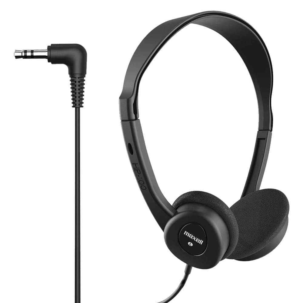 Maxell 190319 HP-100 Lightweight Stereo Headphones, Black