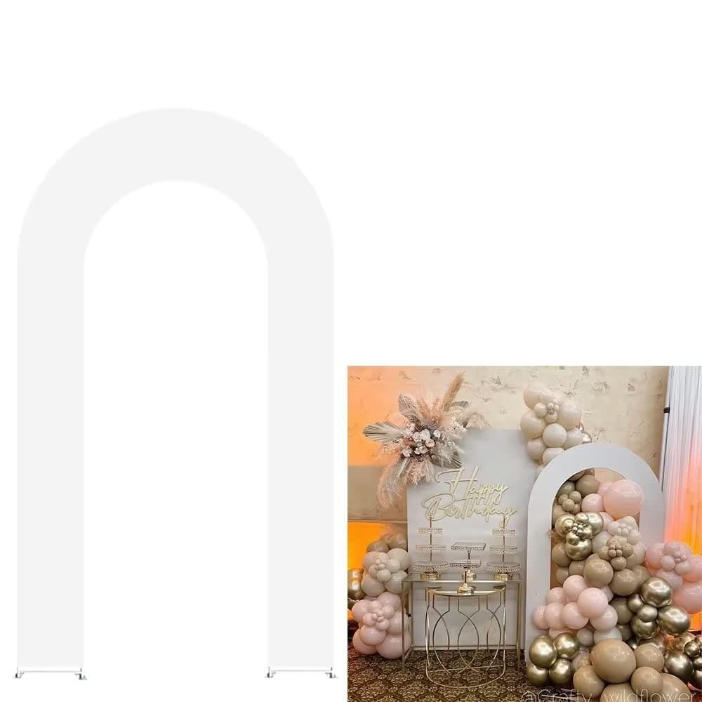 Iydamc White U-Shaped Arch Backdrop Cover for Birthday Party Baby Shower Wedding Decoration Double-Sided Stretchy Open Arch Backdrop Stand Cover