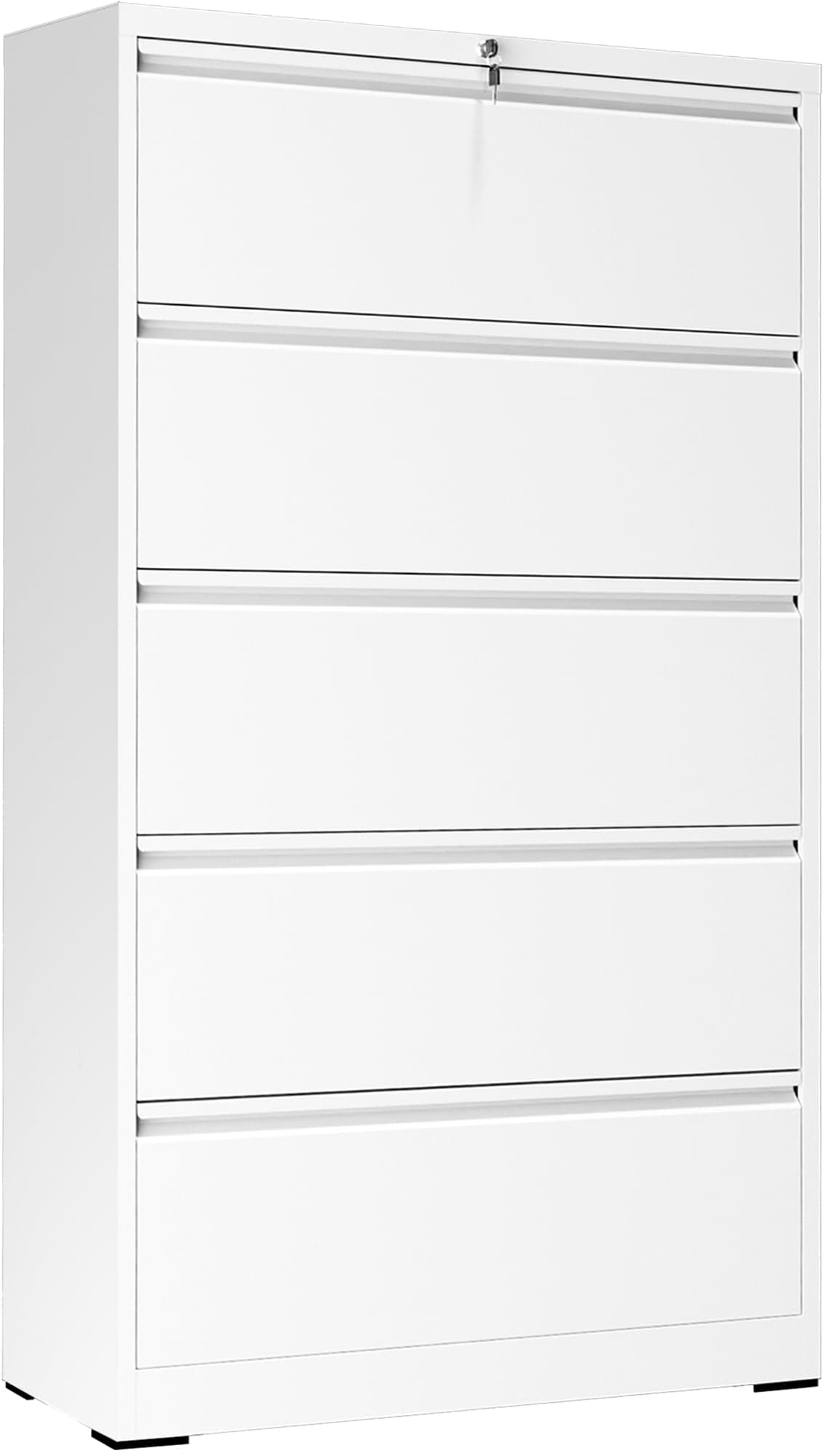 5 Drawer Lateral File Cabinet, Metal Filing Cabinet for Home Office, White