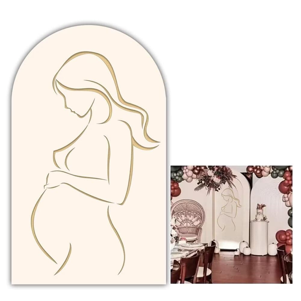 Iydamc Pregnant Woman Arched Fabric Backdrop Covers for Pregnancy Party 3.3X6.6FT Arch Stand Cover Baby Shower Parties Decorations Props, GY-GX-2275-100x200cm