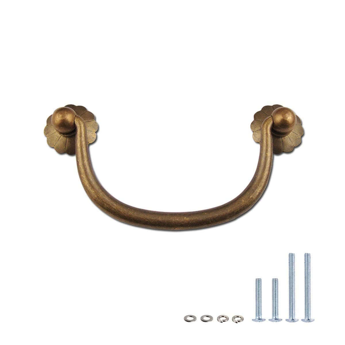 Txinmin Traditional Bail Cabinet Hardware Handle Pull Antique Brass Drawer Pull, 3-11/20 Inch Hole Centers (90mm), Black Bronze Tone