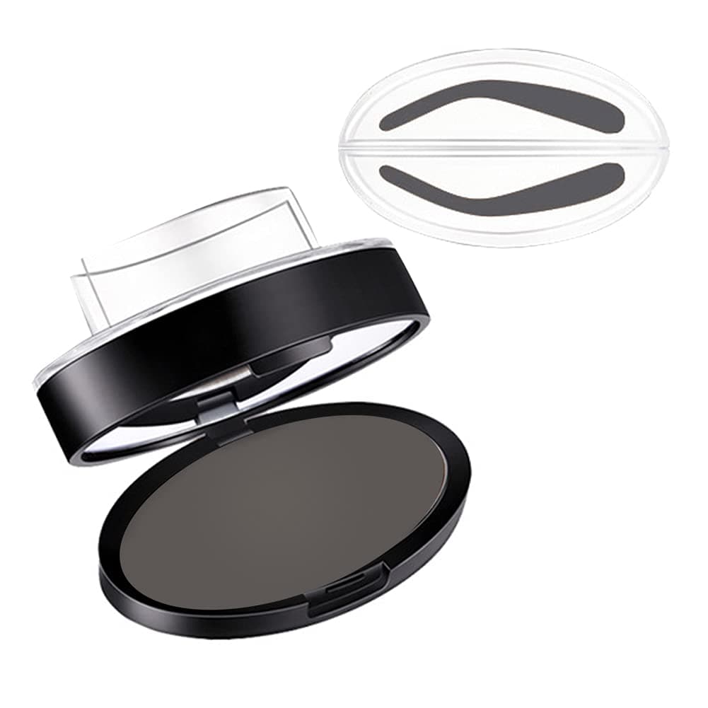 GL-Turelifes Eyebrow Stamp Powder - Perfect Brow Seal Nature Stamp Makeup Tool for Professional and Beginner (#4 Black Gray)