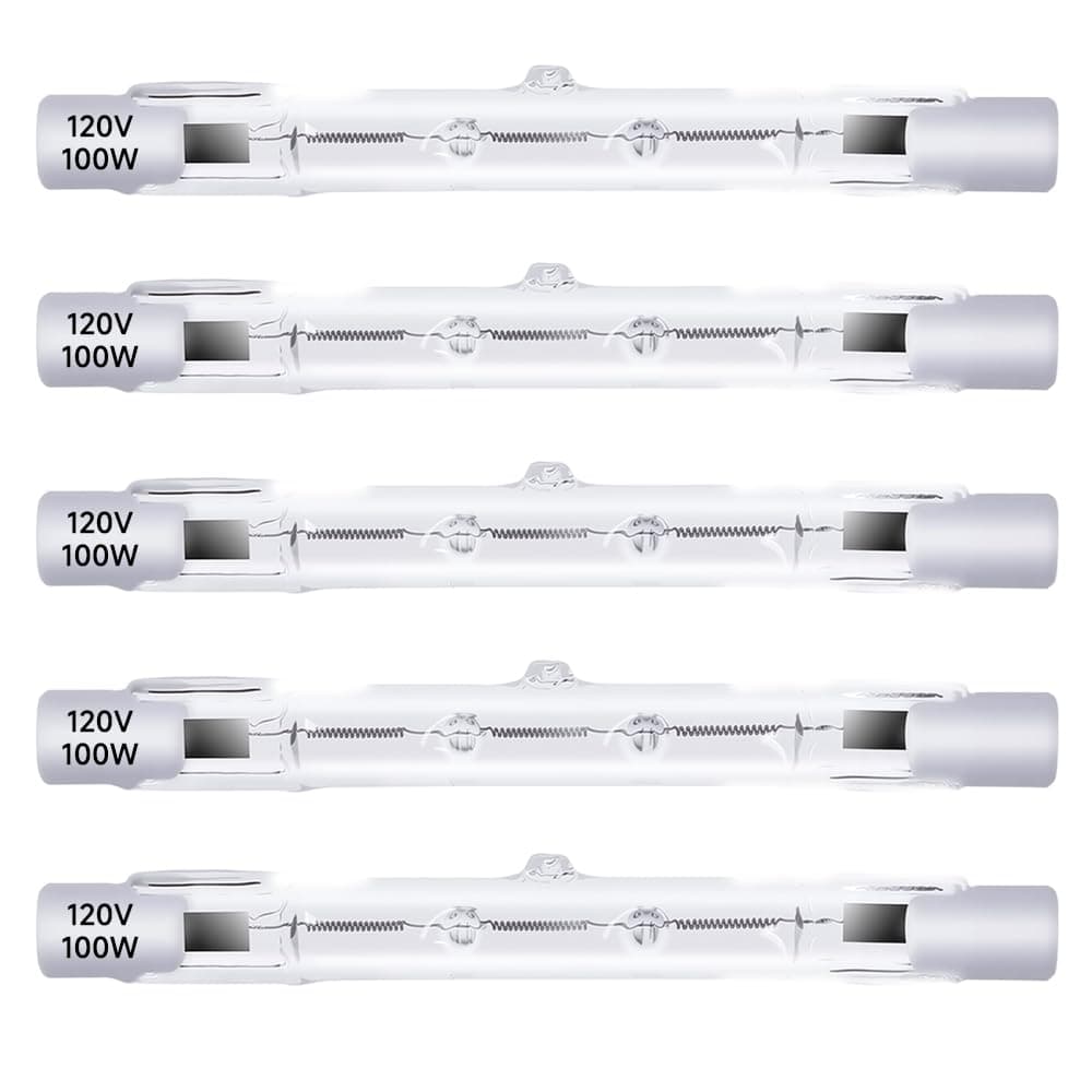 R7S Halogen Bulbs 78mm T3 100W 120V Dimmable J-Type Linear Warm White Double Ended R7S Bulbs for Security and Work Lights, Floodlight, Floor Lamps, Landscape Lights, Ceiling Lights 5 Pack