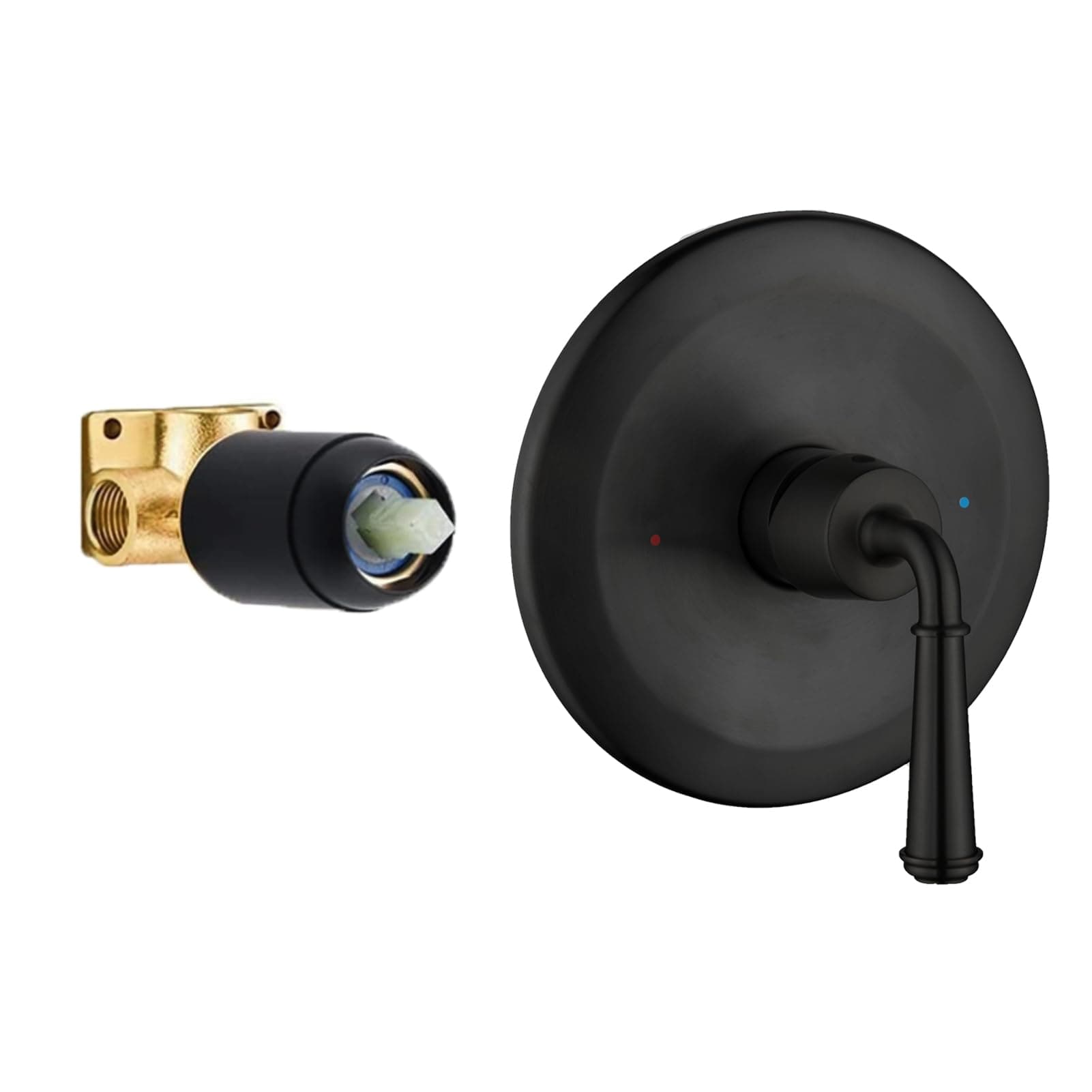 BEIYI Matte Black Shower Handle Valve, Single-Handle Bathroom Control Valve Kit Single Function Shower Mixer Valves