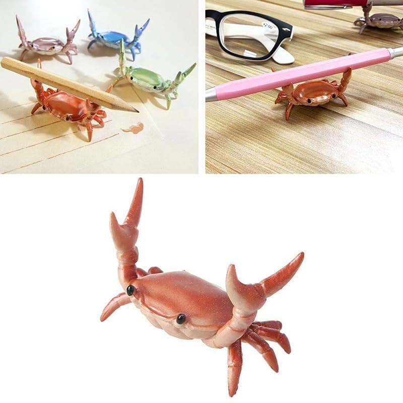 Creative Cute Crab Pen Holder,Japanese Stationery Pen Display Stand Crab Gifts,Weightlifting Crab Pen Holder (3PCS)