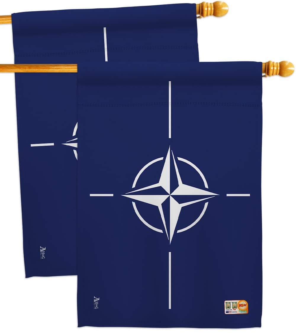NATO House Flag - 2 pcs Pack Association Organization Fraternity Sorority Friendship University College Greek Club - Decoration Banner Small Garden Yard Gift Double-Sided Made in USA 28 X 40
