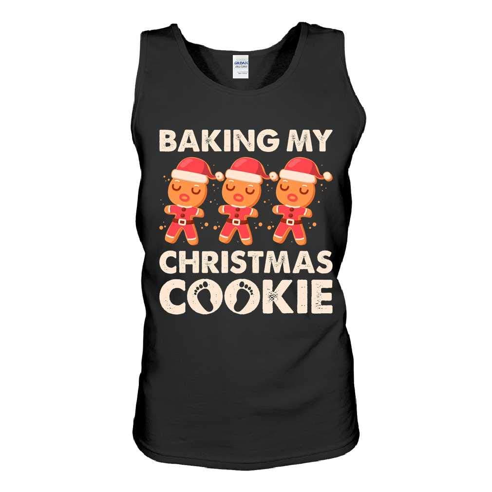 Funny Cookie Pregnancy Xmas Tee Baking My Christmas Cookie Gift Mens Womens Unisex Tank Top, Black, X-Large