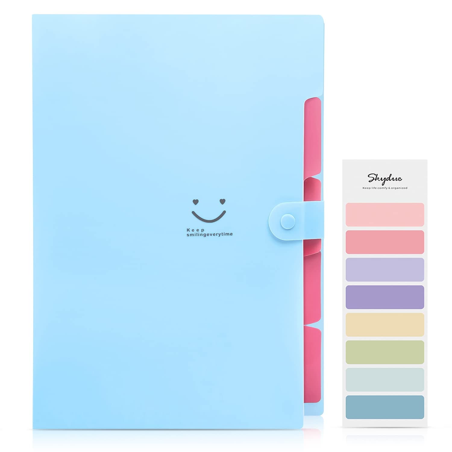 SKYDUE Expanding File Folder 5 Pockets ,Letter A4 Paper Accordion Document Organizer (Blue)