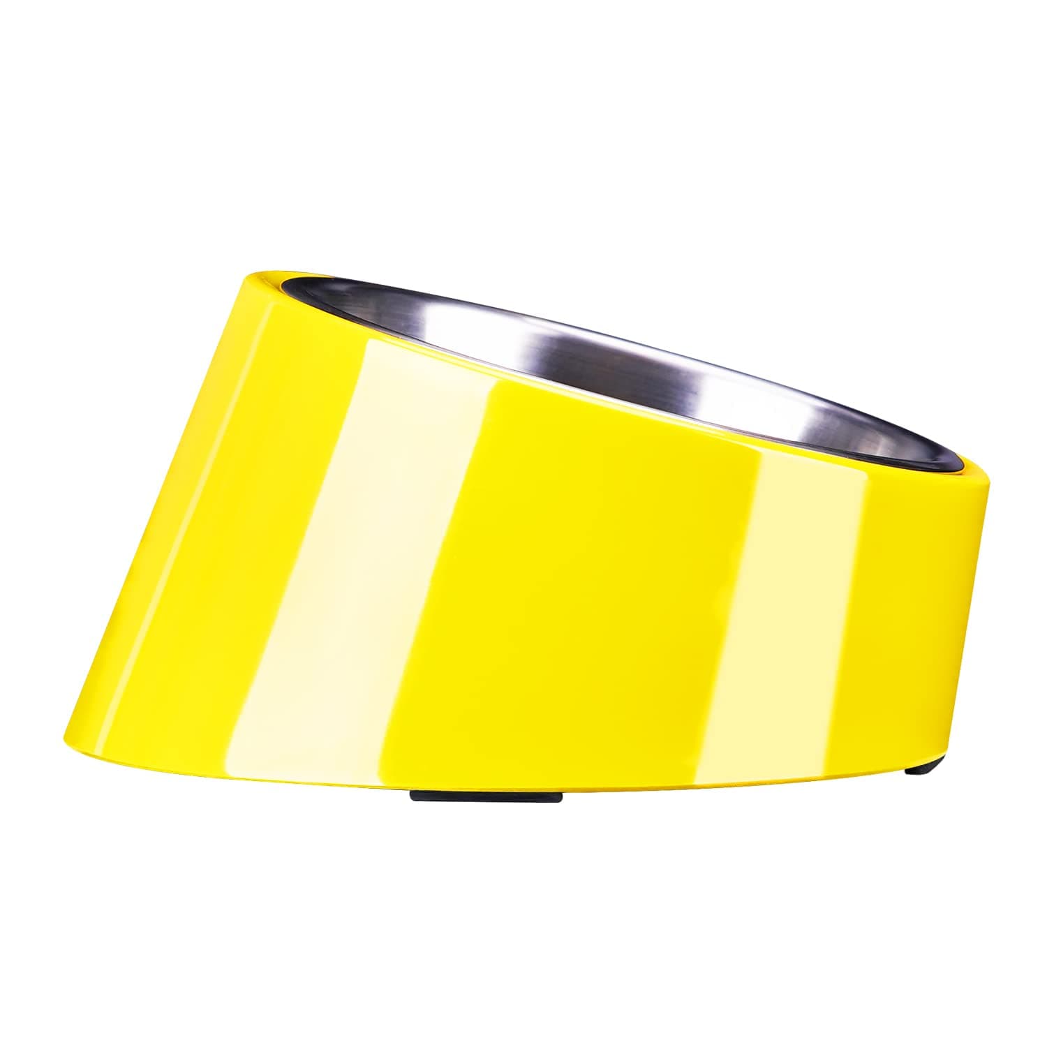 SuperDesign Mess Free 15° Slope Bowl for Dogs and Cats, Tilted Angle Bulldog Bowl Pet Feeder, Non-Skid & Non-Spill, Easier to Reach Food M/1 Cup Bright Yellow