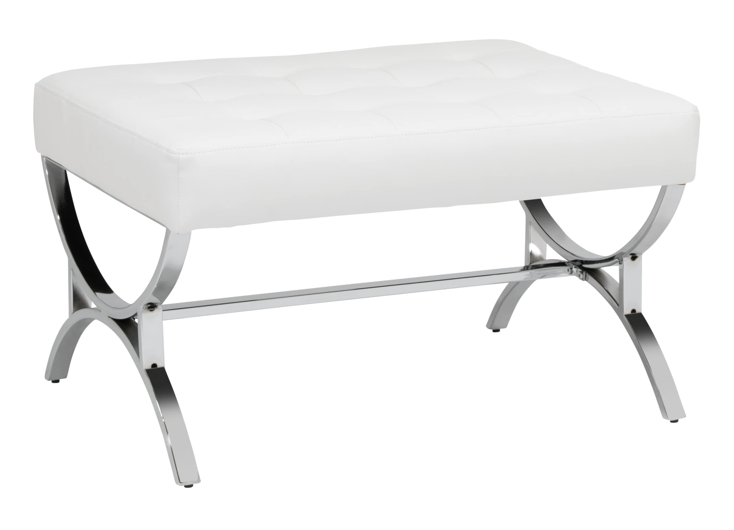 Newel Modern Square Ottoman Blended Leather and Metal Frame