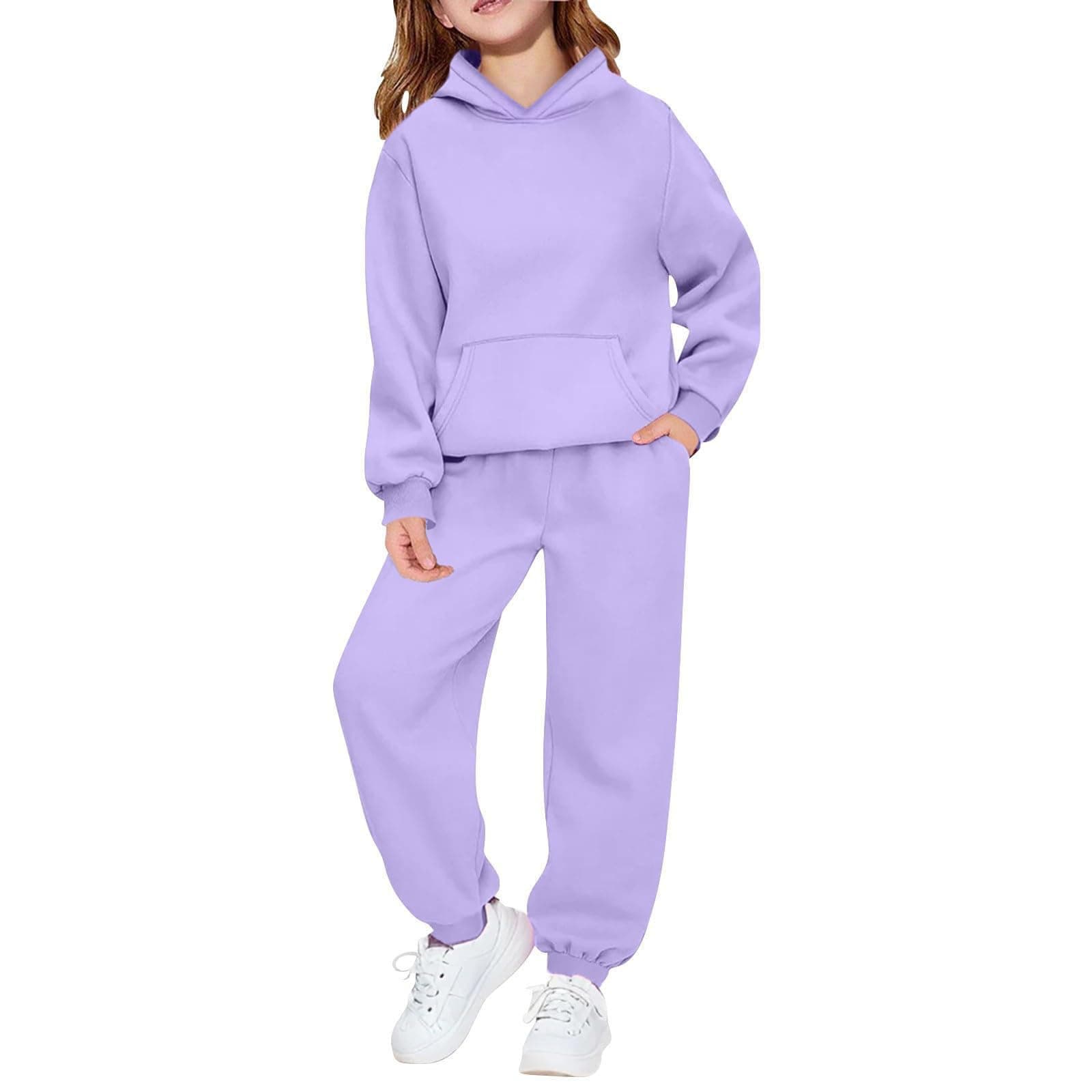 Tracksuit Set Kids Girls Long Sleeve Pullover Sweatshirt: Joggers and Hoodie Set Girls 2 Piece Outfit Long Sleeve Boys Y2K Activewear Back to School Activewear Tracksuit Kids