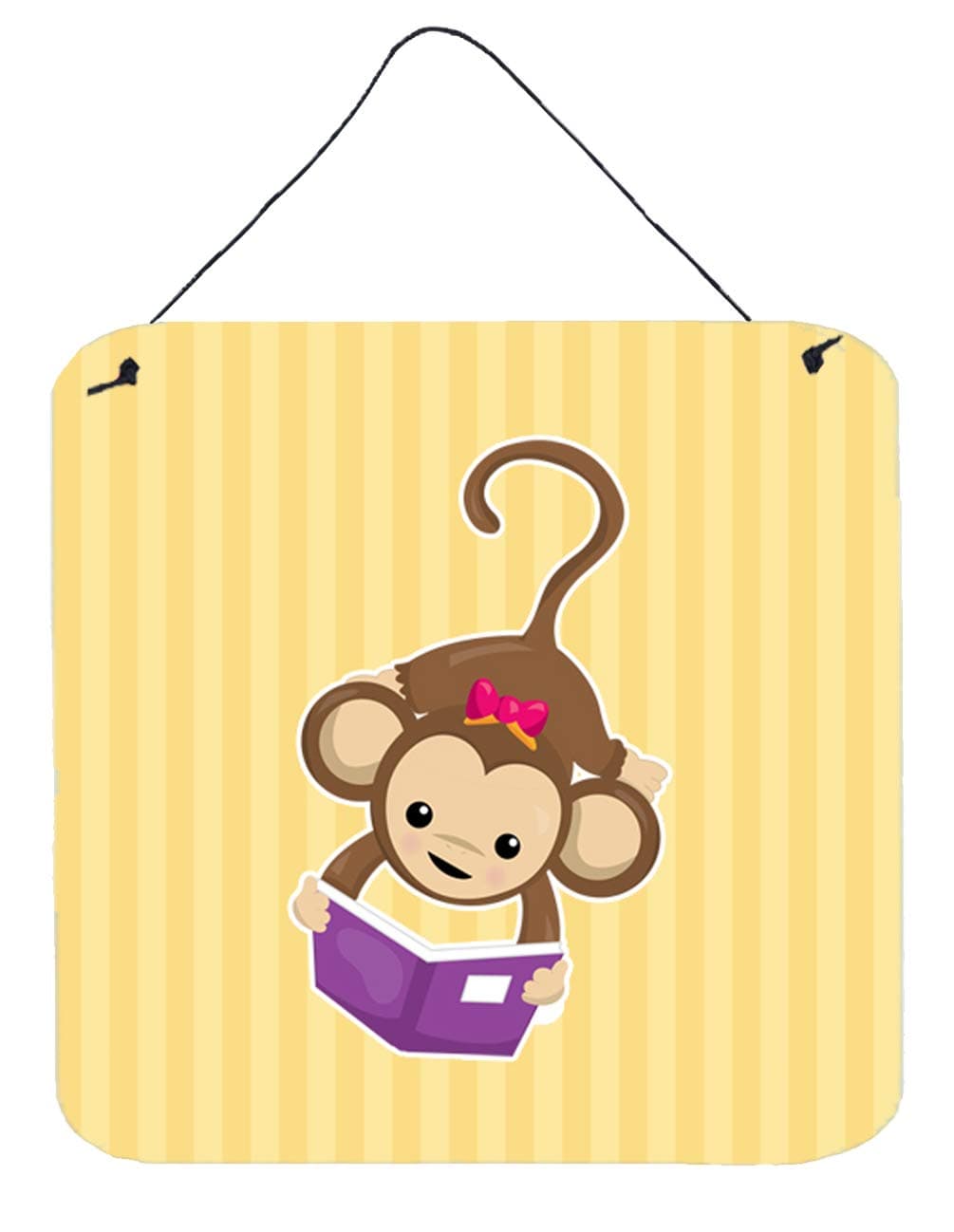 Caroline's Treasures Monkey Reading Metal Print, 6" x 6", Multicolor