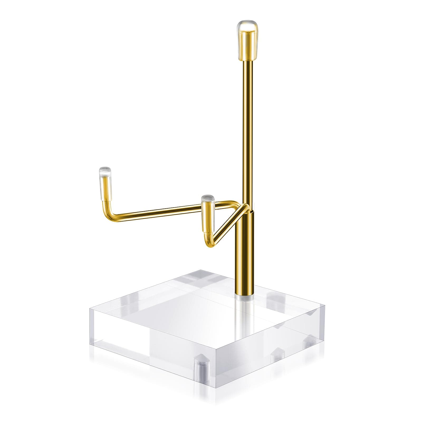 Sibba Adjustable Metal Arms Display Stand Photo Stand Easel Acrylic Base Small Holder Case Plate Clear Base Home Décor Accents Rack for Picture Decorative Book Coral Geodes Rock