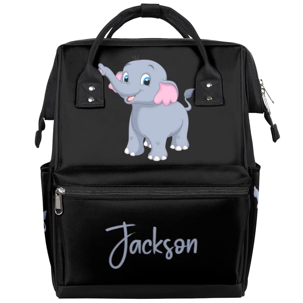 SPYORBKX Custom Diaper-Backpack for Baby Boy Nappy-Backpack for Mom Waterproof Cute Elephant Diaper-Bag for Dad Mom Gifts