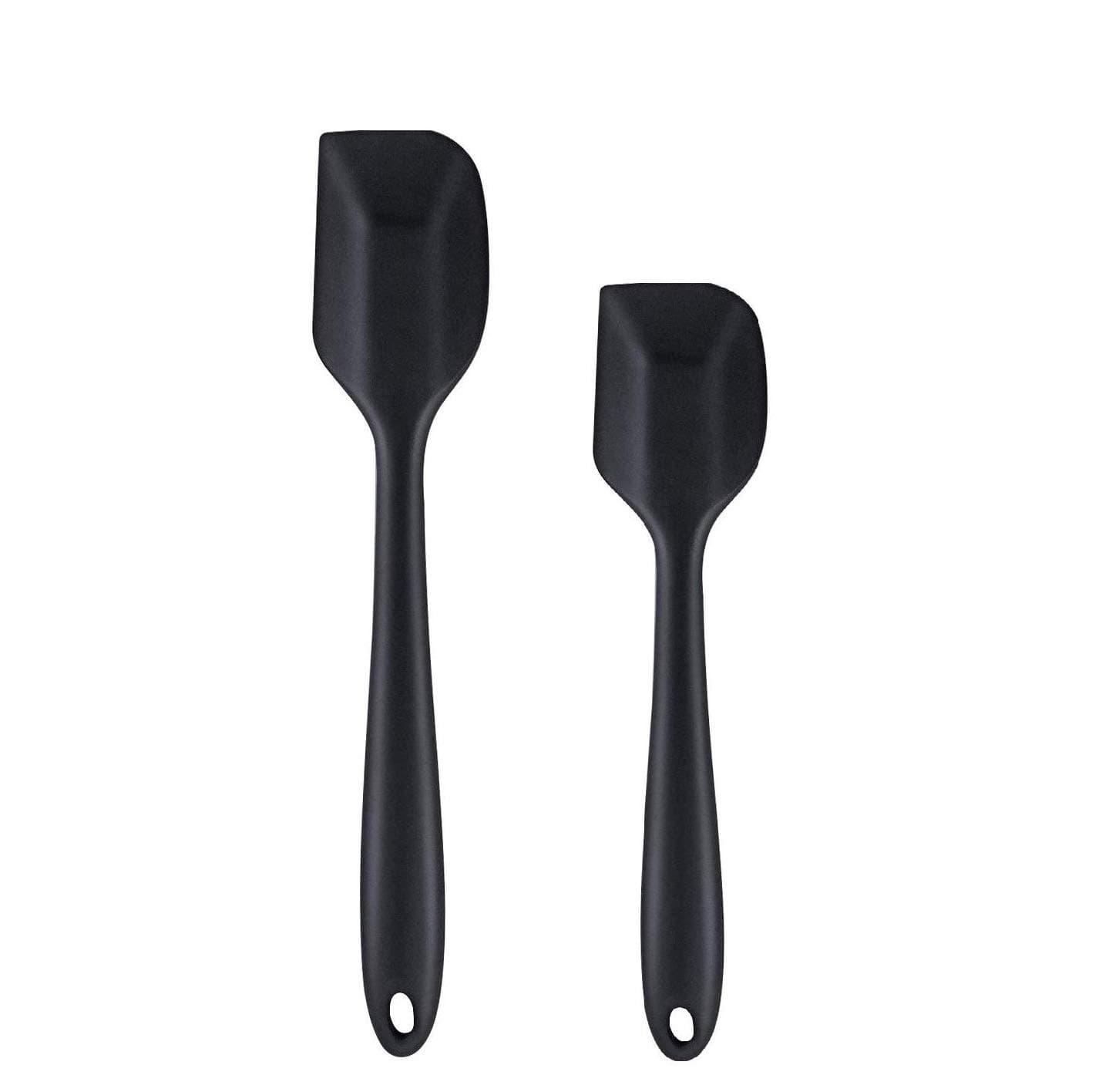P-Plus International Silicone Spatula 446F Heat Resistan Spatulas with Steel Core Kitchen Utensils Non-Stick for Cooking, Baking and Mixing (B+D Set of 2(28cm+21cm), Black)