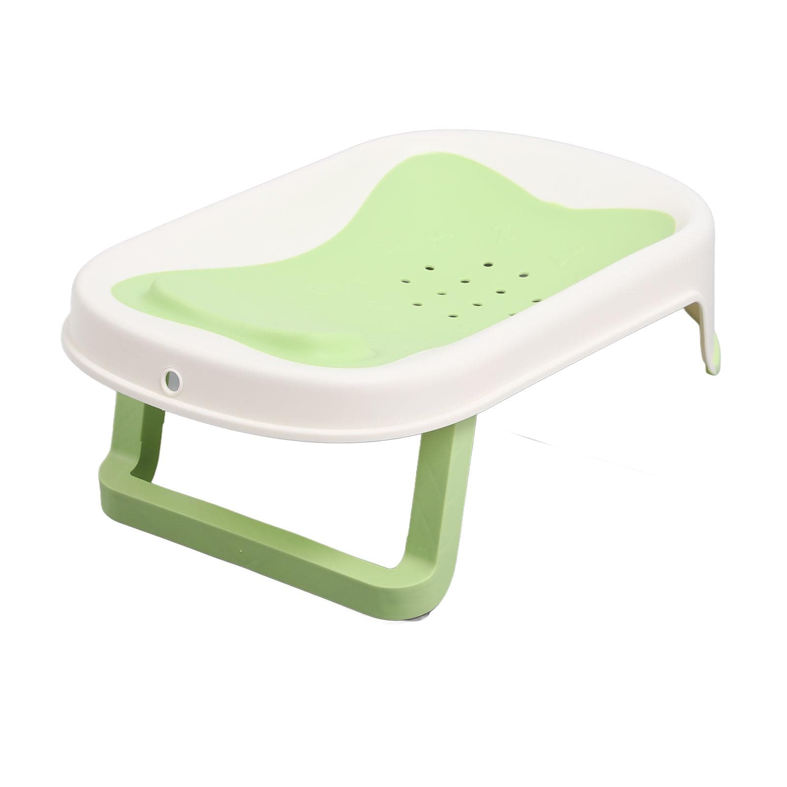 Kikumi Baby Bath with Mesh Hole, Non-Slip Bathtub Support for Toddlers, Shower Stand for Newborn for Home Use (Green)