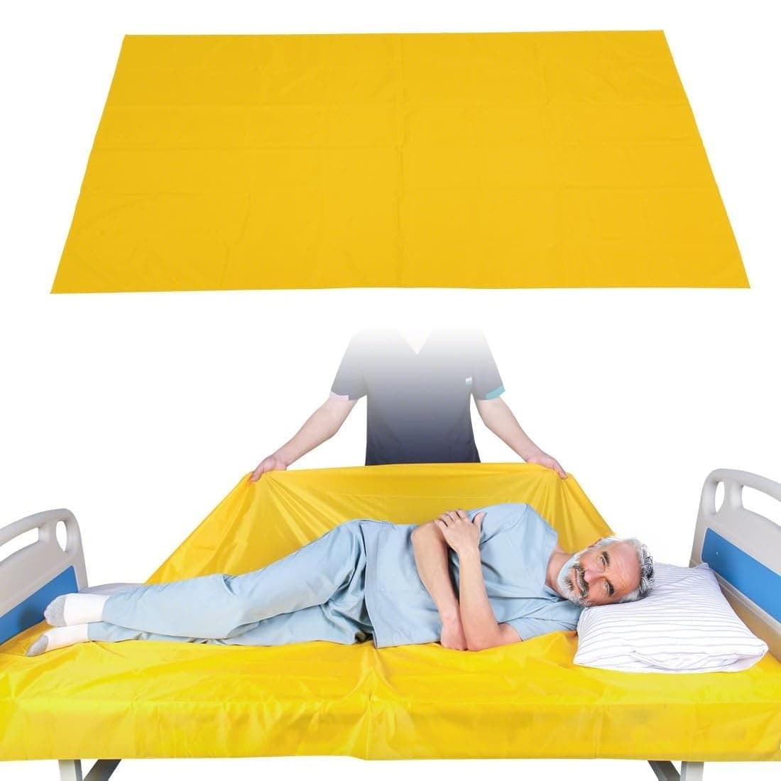 EZ Assistive Patient Transfer Slide Sheet Transfer Draw Sheet for Patient in-Bed Transfer and Repositioning Easy Apply and Use (Yellow-Flat 56 * 78 Inches)