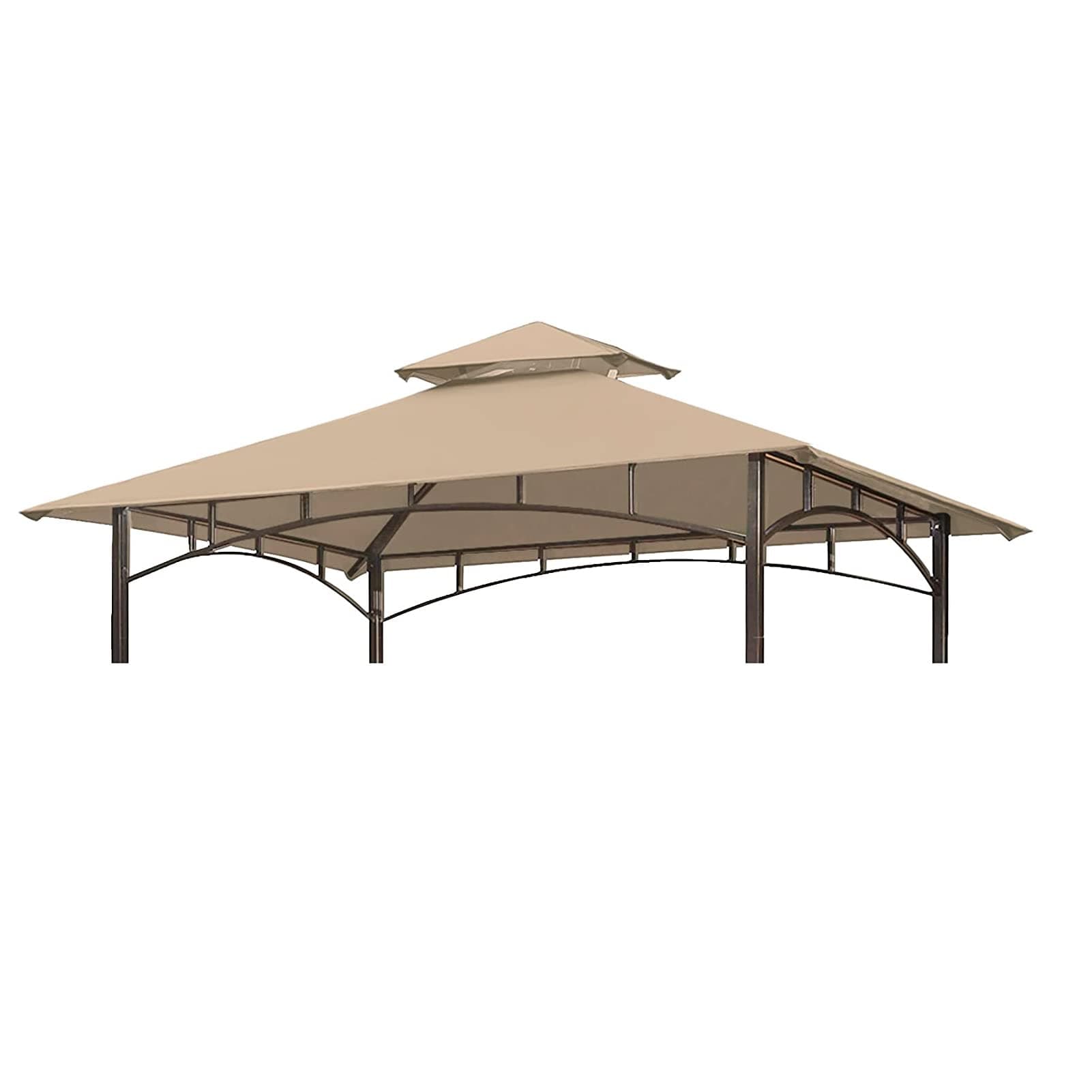 Grill Gazebo Replacement Canopy Top - Wonwon 5x8 Gazebo Roof Double Tiered Outdoor BBQ Roof Cover Grill Shelter Only Fit for Model L-GG001PST-F (Beige)