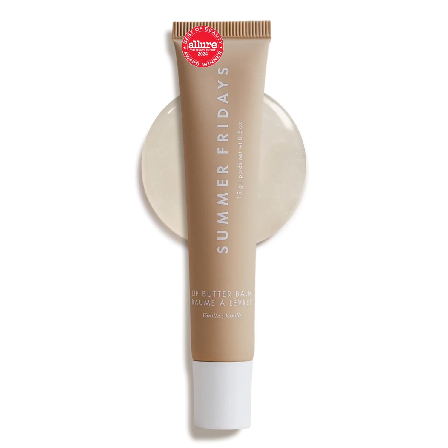 Summer Fridays Lip Butter Balm - Hydrating Overnight Lip Mask + Clear Gloss for Instant Shine - With Nourishing Shea Butter - Everyday Makeup + Skincare Summer Essentials - Vegan - Vanilla (.5 Oz)