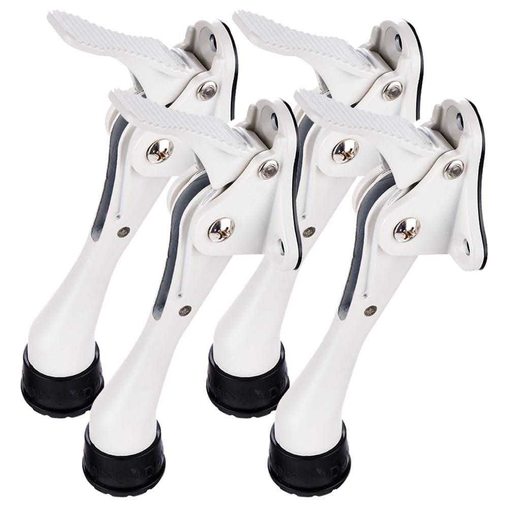 One Touch Kickdown Door Stopper, Door Holder, Heavy Duty Door Stops, Bottom of Door, Height-Adjustable Rubber Tips by HASHI (White 4 inch x 4pack)
