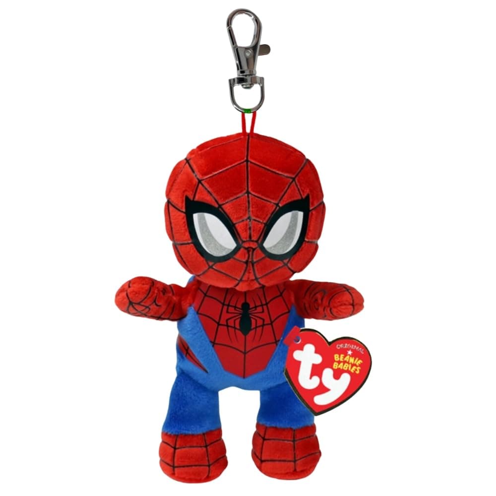 TY Spider-Man 12cm Red and Blue Beanie Babies Plush Toy, multicoloured, Einheitsgröße, Modern
