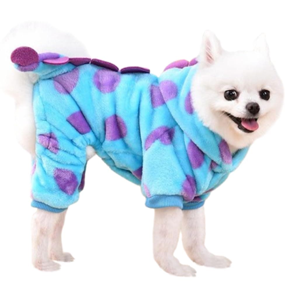 MQQYLBHDS Dinosaur Dog Christmas Halloween Costume Pet Dino Hoodies for Small Dog Cold Weather Cat Outfit Doggy Pjs Pajamas Winter Little Puppy Clothes (Blue, Small)