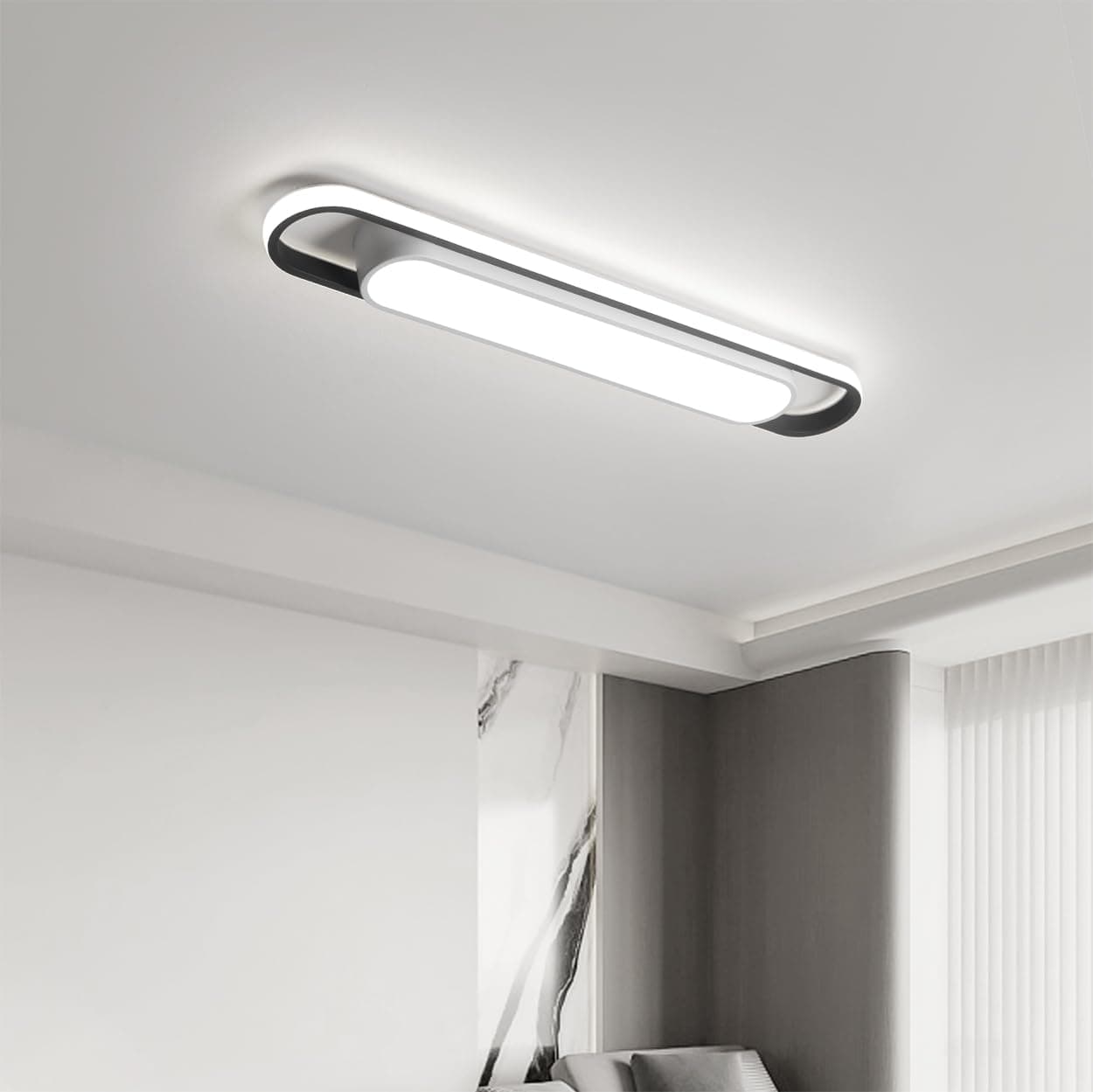 Naroume Modern LED Ceiling Light,28.3" Flush Mount Ceiling Lamp,40W 6500K Linear Metal Ceiling Chandeliers Lighting Fixture for Laundry Garage Kitchen Bedroom Dining Room Hallway Closet Aisle