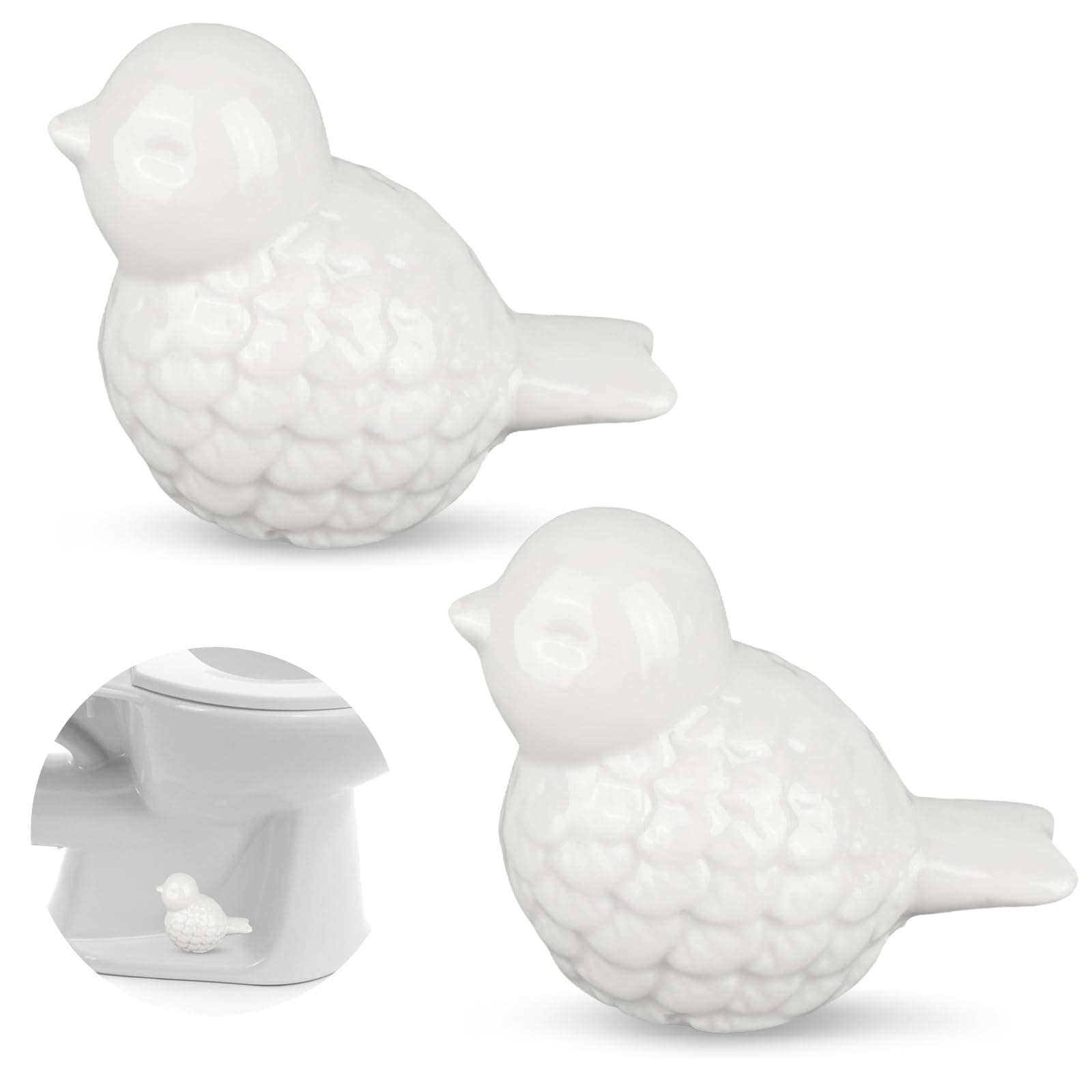Ceramic Toilet Bolt Covers 2 Pcs Cute Bird Ceramic Covers for Toilet Bolts White Small Bird Toilet Bolt Decorative No Tools Required Easy Installation