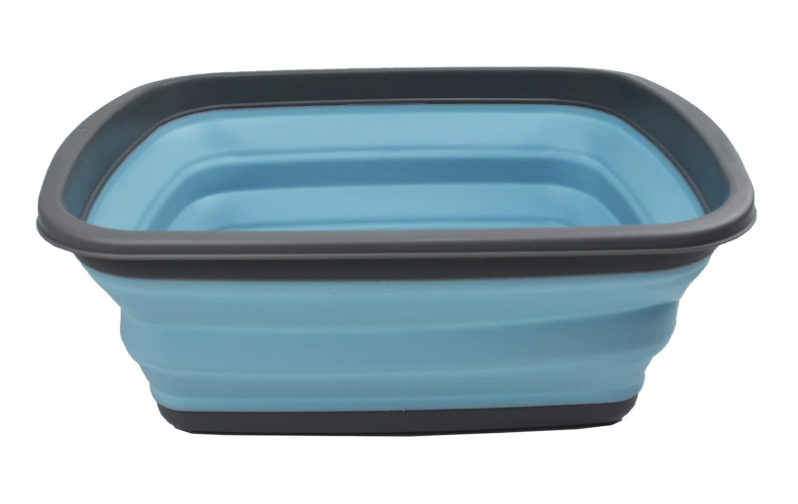 SAMMART 10L (2.6 Gallons) Collapsible Tub - Foldable Dish Tub - Portable Washing Basin - Space Saving Plastic Washtub (Grey/Sea Angel)