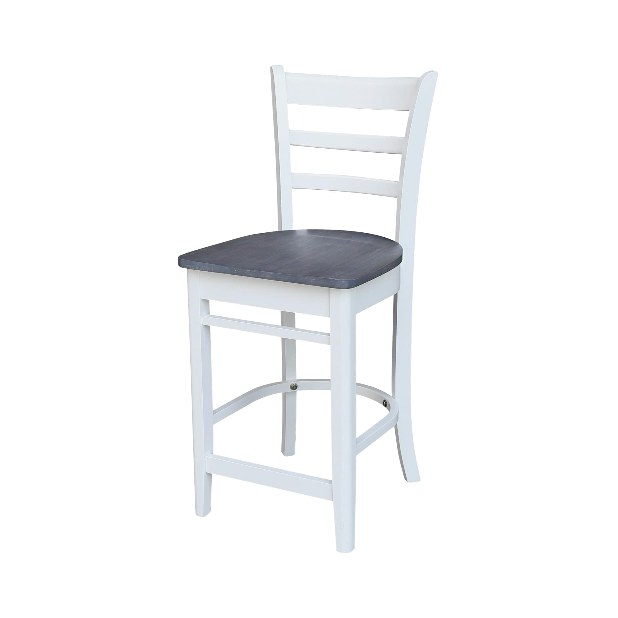 International Concepts Emily CounterHeight Stool-24 Seat Height Stool, White/Heather Gray