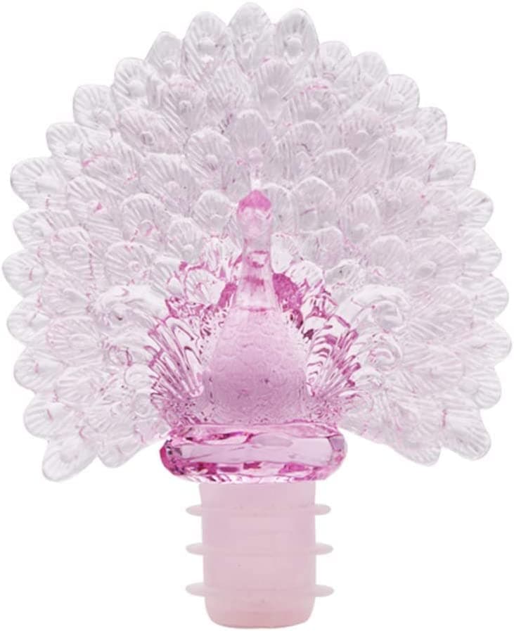 Tovip Silicone Wine Bottle Stopper Peacock Creative Wine Beverage Bottle Seal Bottle Caps Party Decoration Bar Kitchen (Pink)