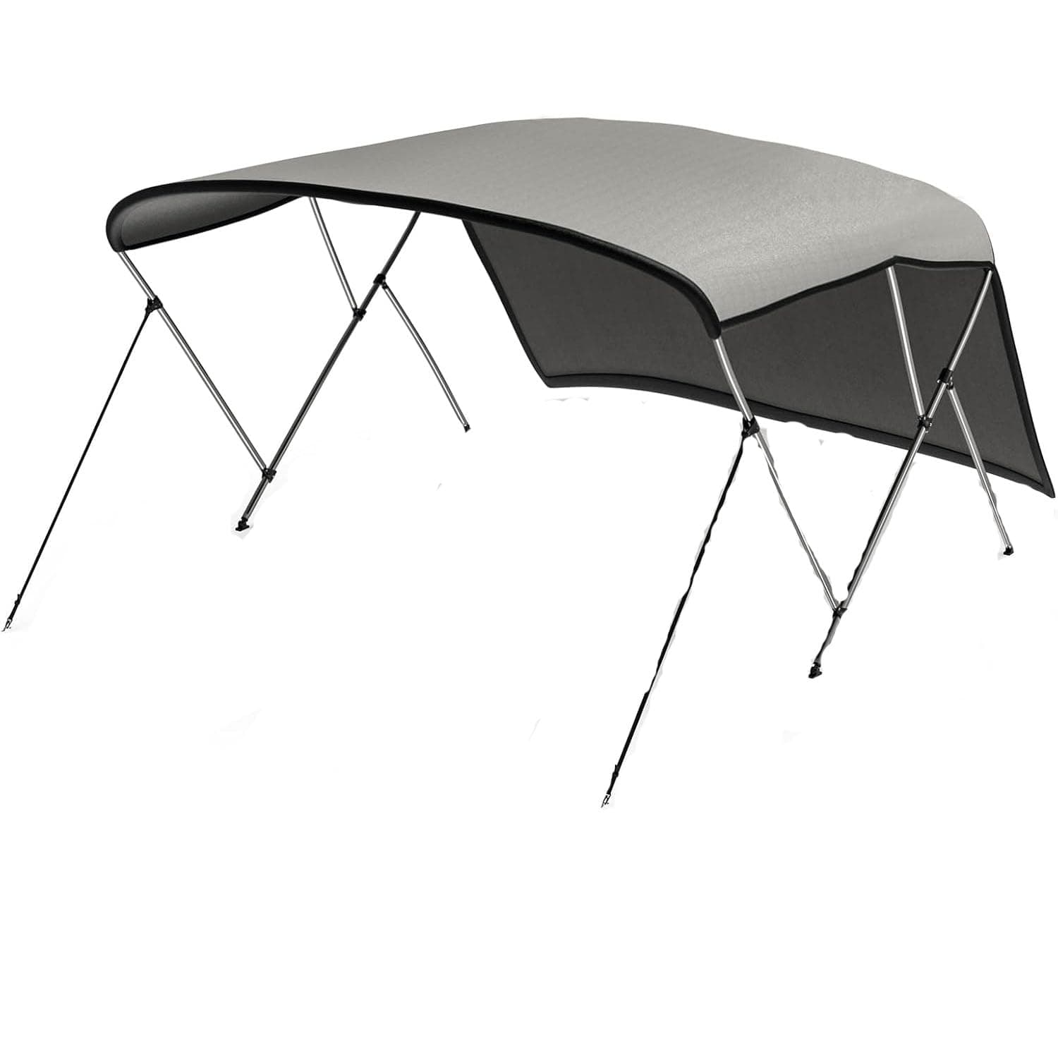 TeBaisea 3 Bow Bimini Tops for Boats, Boat Sun Shade Boat Canopy UV-Proof 800D High-Tech Polyester Fiber with Support Poles and Front/Rear Side Sunshade Cloth, 79-84" W, (Gray)