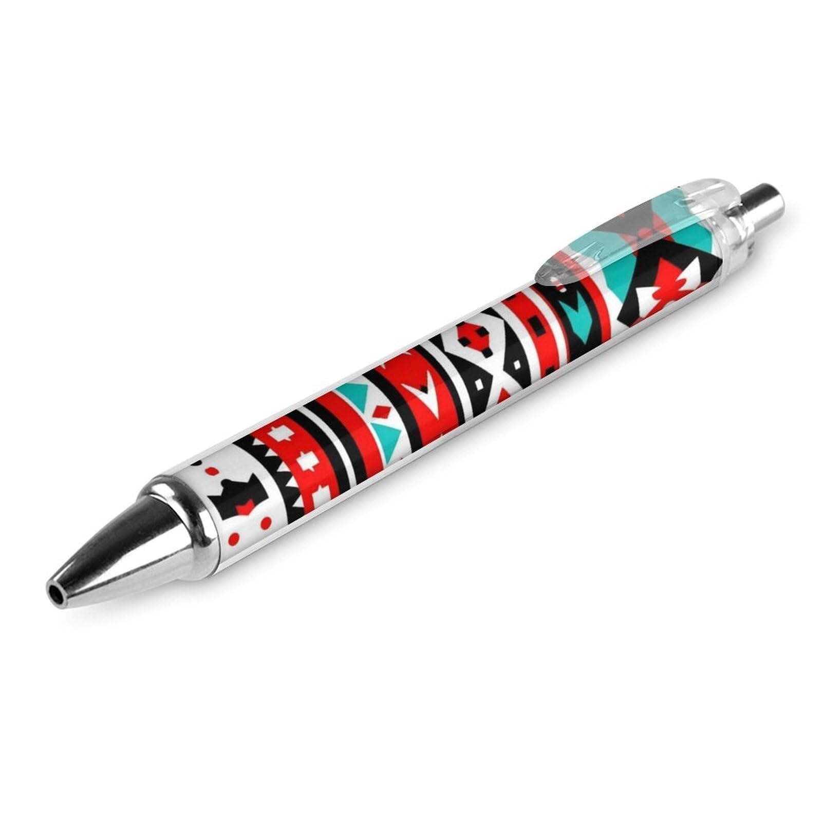 Meaudiwes Fashion Unisex Ballpoint Pen 0.5mm Fine Point Comfort Grip For Long Writing Geometric Indiana Western Southwest Tribal Ethnic Aztec Red Turquoise