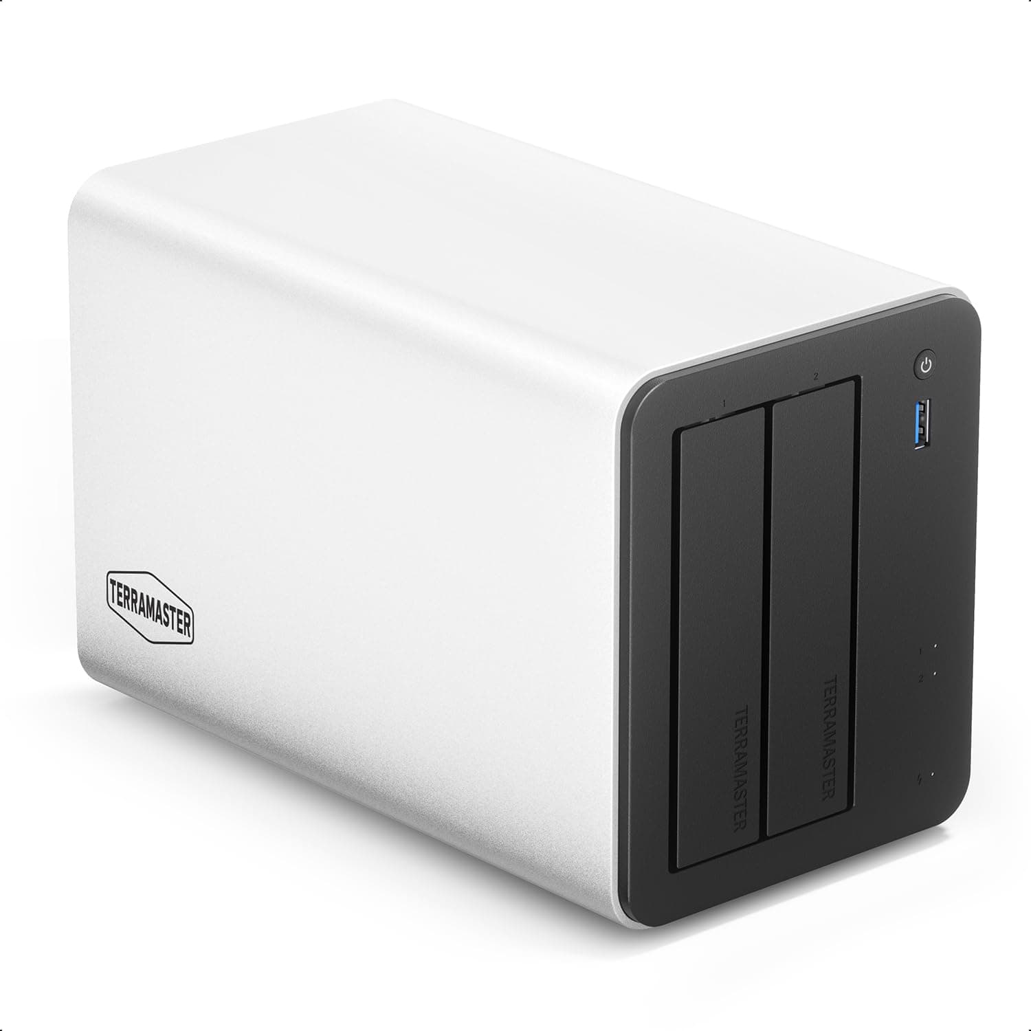 TERRAMASTER F2-425 Plus NAS Storage - 2 Bay Intel N150 Quad-Core CPU, 8GB DDR5 RAM, 5GbE LAN x 2, M.2 x 3 Slot, Network Attached Storage for Teamwork, Multimedia Server