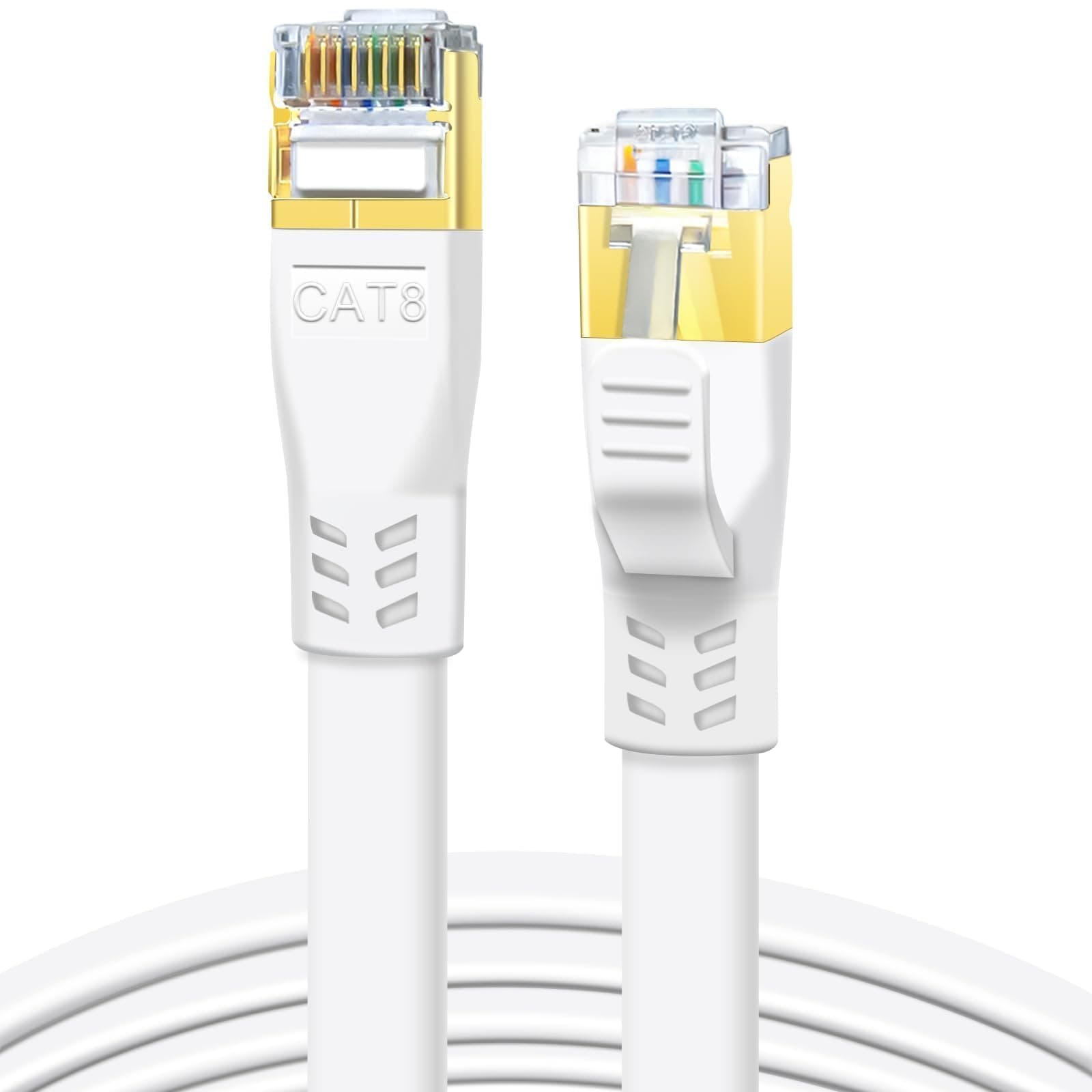 DDMALL Cat 8 Ethernet Cable 80FT, 40Gbps Flat Internet Cable (80ft, White)