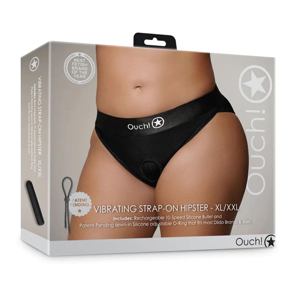 Shots Ouch Vibr Strapon Hipster XL2XL Bk, Black
