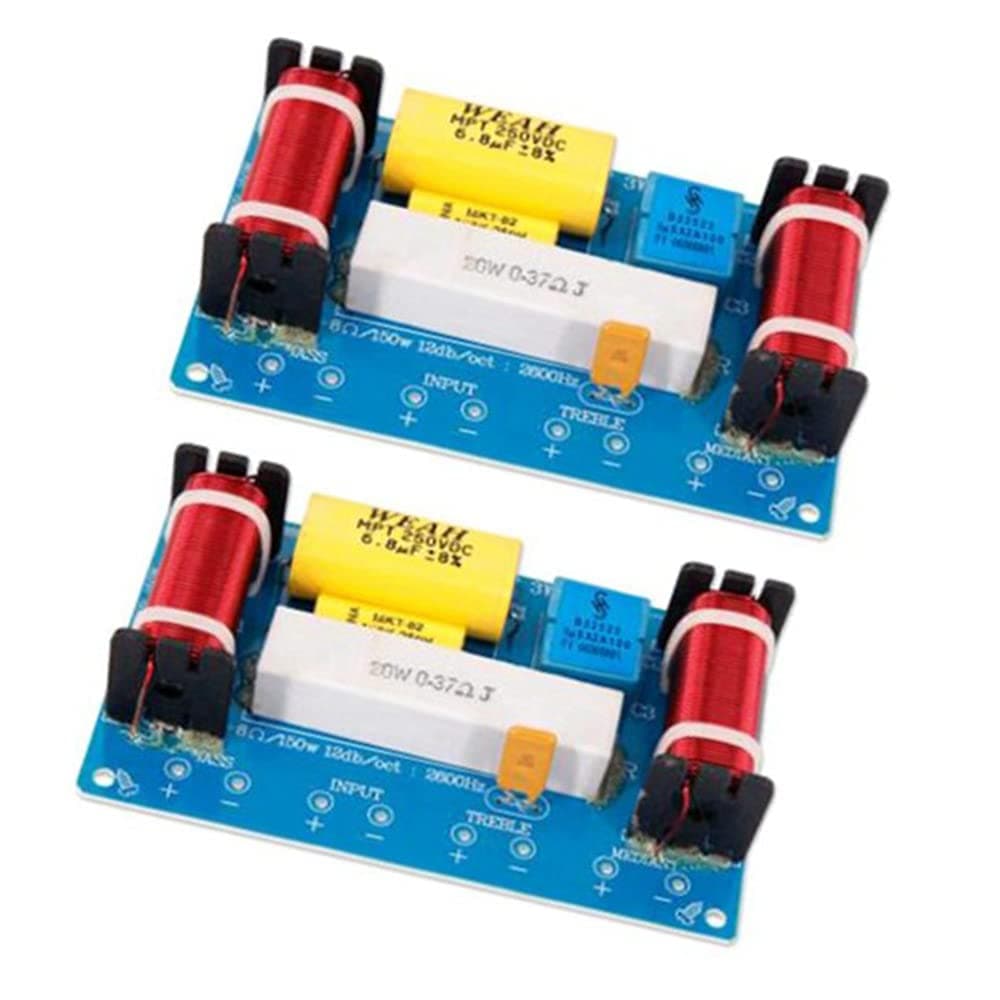 2Pcs WEAH-338 3 Way Audio Frequency Divider + Midrange + Crossover Speakers Filter for 8Inch Speaker DIY