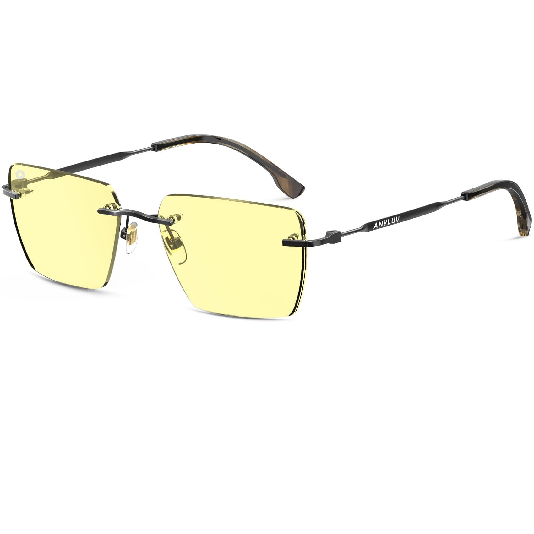 ANYLUV Rimless Blue Light Glasses Men Women, Fashion Oversized Lens Blue Light Blocking Glasses with Lightweight Metal Temple