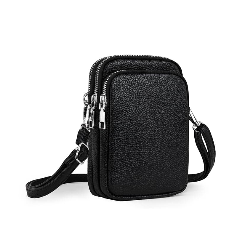 Cell Phone Purse Small Crossbody Bag for Women Men Leather Mini Shoulder Bag Wallet with Card Holder Slot Pouch Neck Strap for All Smartphones iPhone 16 Pro Max 15 Plus 14 13 12 11 X up to 7.5" Silver