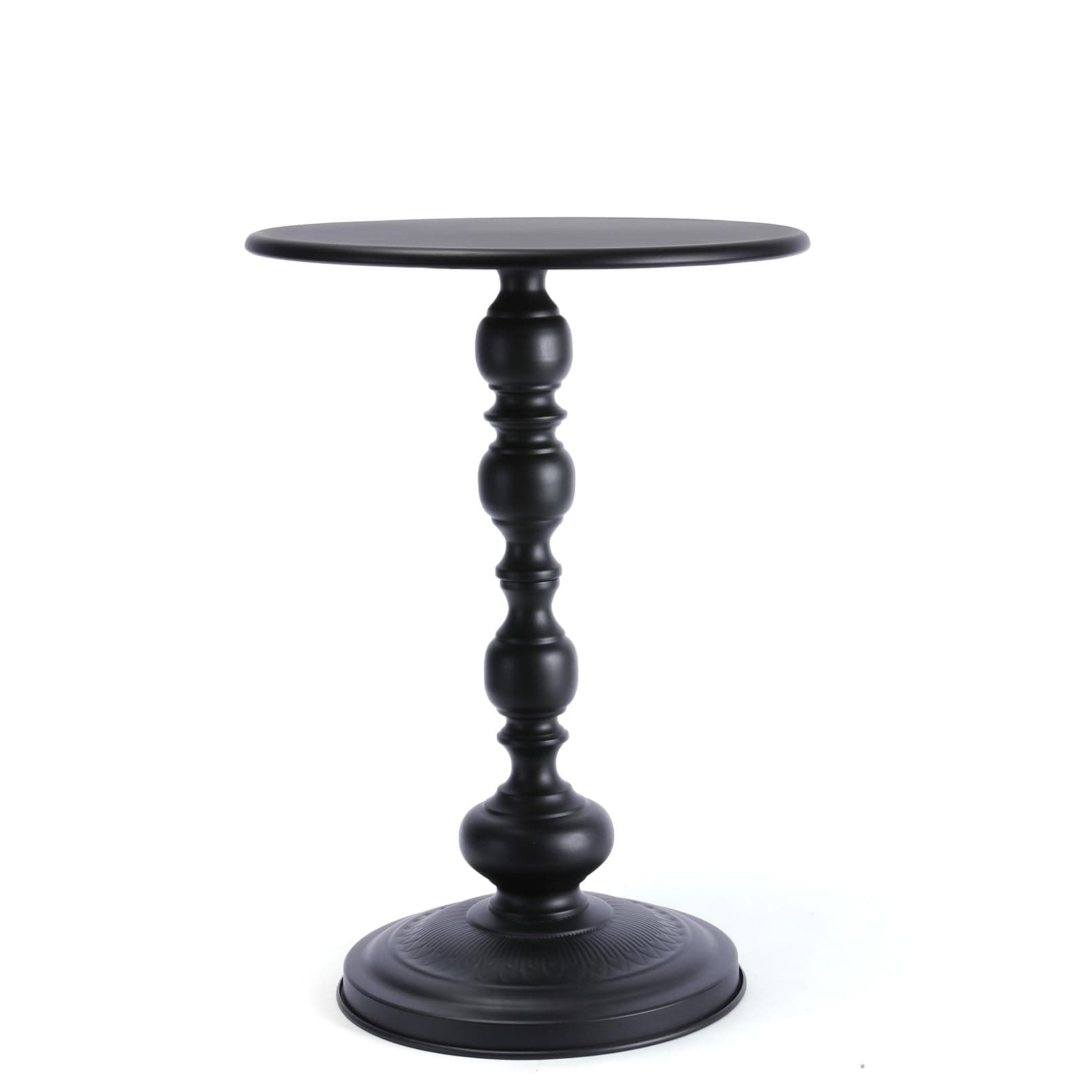 Benkyo Black Round End Side Table Modern Metal Pedestal Spindle Side Tables for Living Room Bedroom，Black