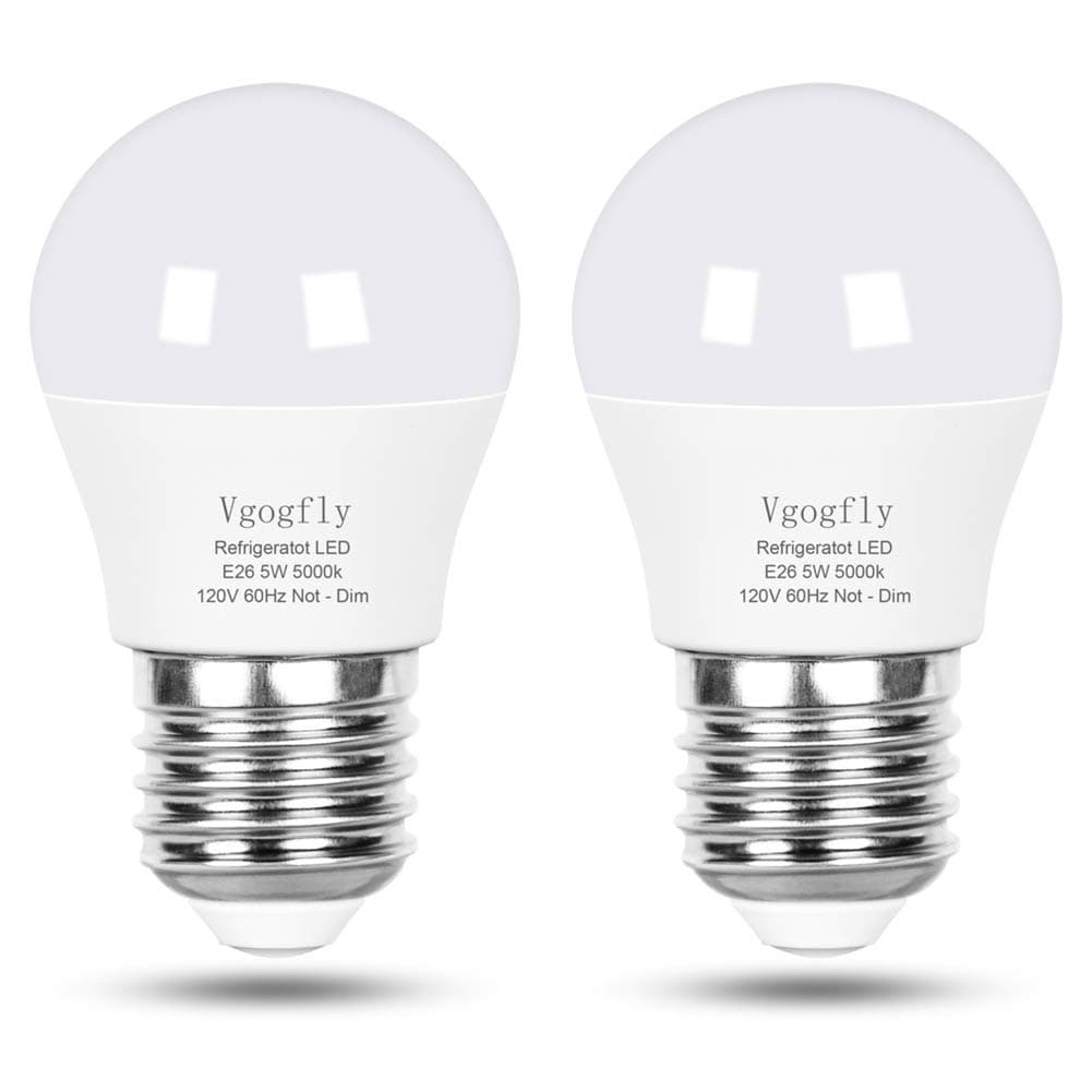Vgogfly LED 40 Watt Appliance Bulb Refrigerator Light Bulb 120V A15 Fridge Waterproof Bulbs 5 W Daylight White 5000K E26 Medium Base Freezer Home Lighting Lamp Non-dimmable(2 Pack)