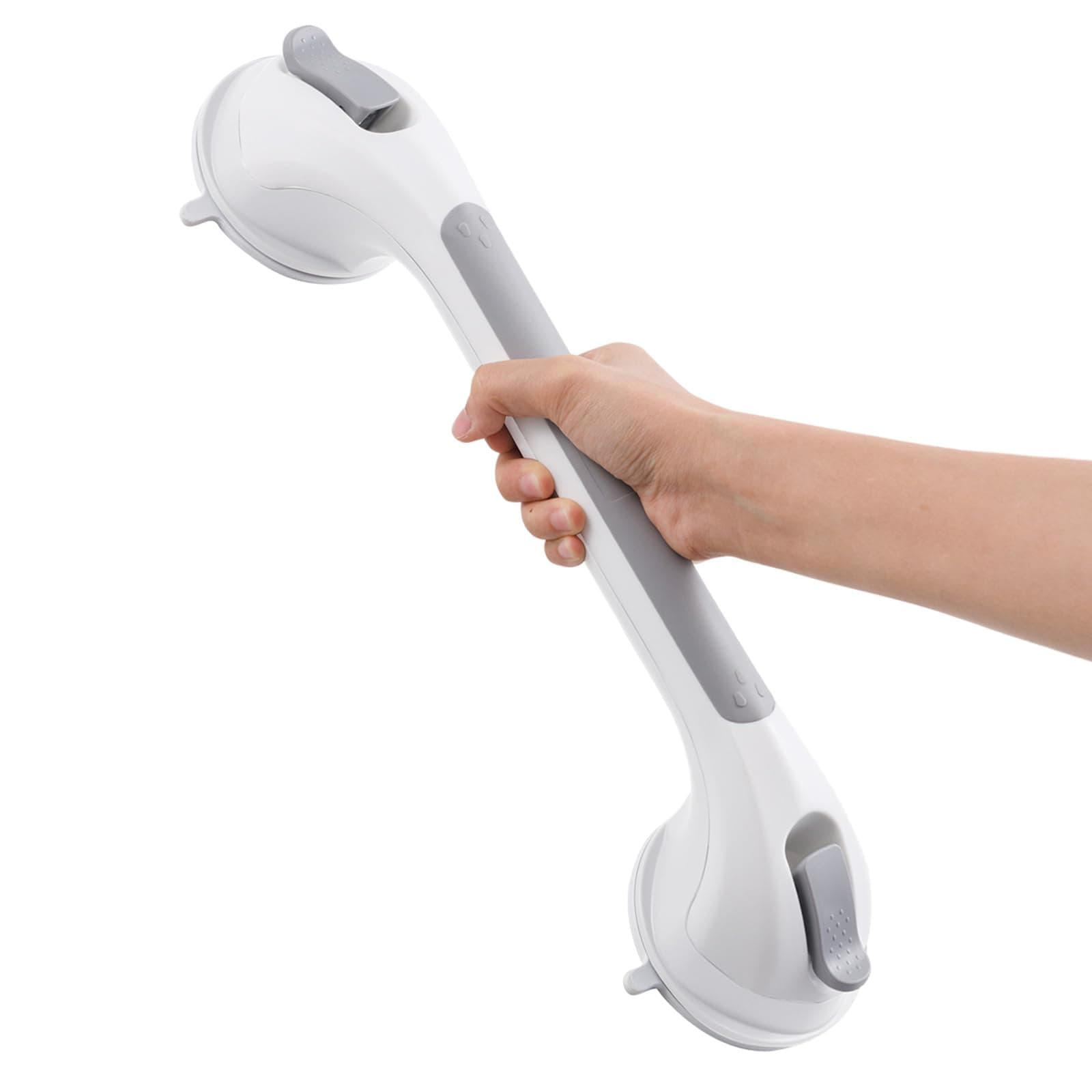 DUORAN Shower Handle 1 Pack, 16 Inch Grab Bar for Bathtubs and Showers, Strong Suction Cup Safety Handrail for Seniors, Elderly, Injury Recovery, No Drilling Waterproof Bathroom Grip, Grey